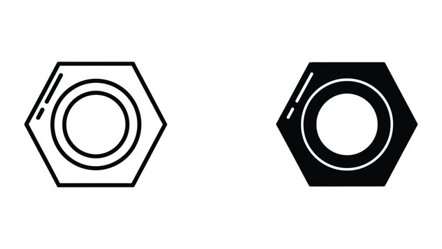 Hexagonal ring with inner circle vector icon set