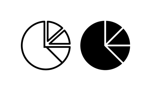 Pie Chart Icons, Data Visualization Elements, Simple Circle Graphs, Business Analytics Vector Set
