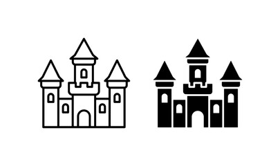 Fairy Tale Castle Icons, Medieval Fortress Vector Graphics, Fantasy Kingdom Building Silhouettes, Royal Architecture Symbols © Aminul