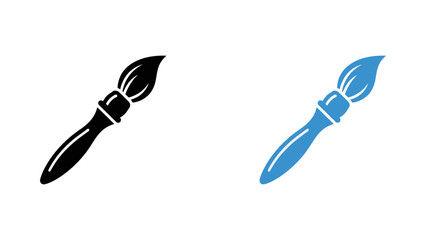 Obraz premium Paintbrush icons set in black and blue colors for art and design