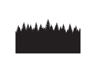 Obraz premium A tall dark silhouette of pine trees creates a scenic forest border in this artistic high contrast nature photo on white background