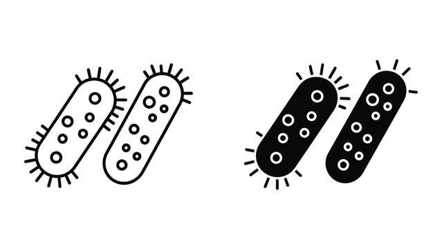 Bacteria illustration showing binary fission process with flagella