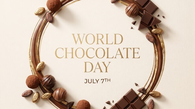Decorative wreath of chocolate for world chocolate day celebration with july 7th