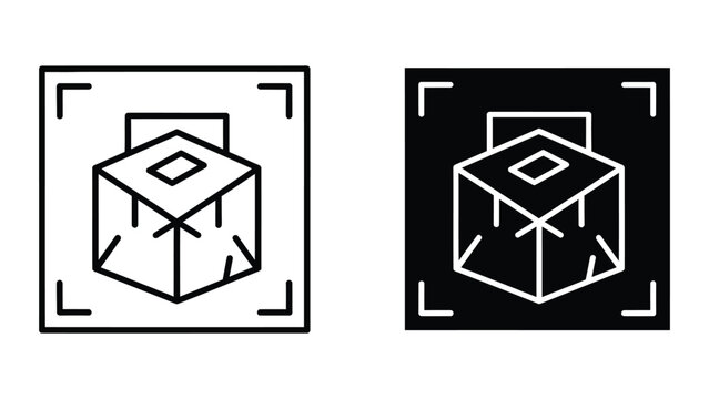 Isometric cube icon with plus sign in contrasting backgrounds