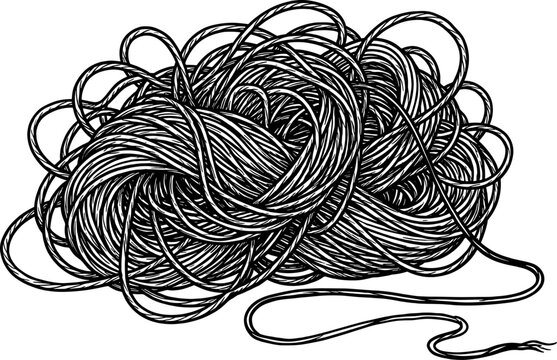 Massive pile of tangled rope and messy string