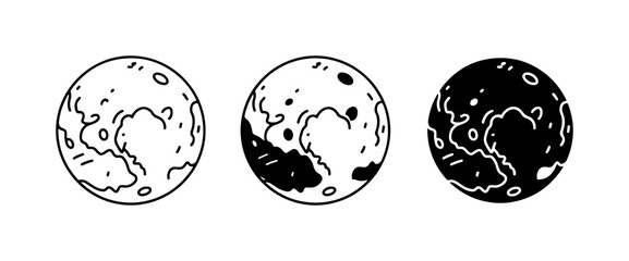 Celestial Bodies Set: Moon Phases, Planets, Cosmic Icons, Astronomical Art, Space Exploration Graphics © Labiba