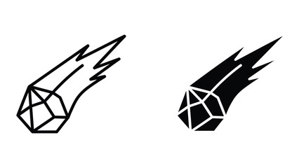 Meteorite or gemstone with lightning bolt tail illustration © Jahidul