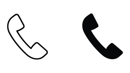 Minimalist telephone icon in black and white outline style © Jahidul