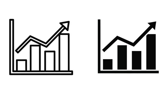 Business growth chart with bar and line graph icons
