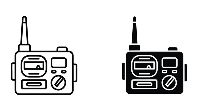 Two portable am fm radios with antennas side by side