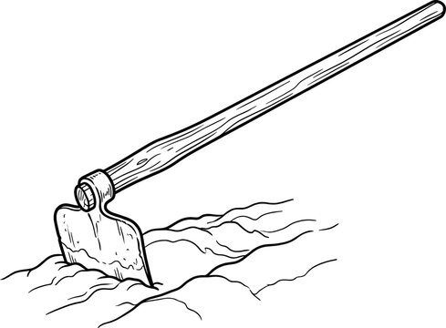 Agricultural hoe tool breaking through dry soil