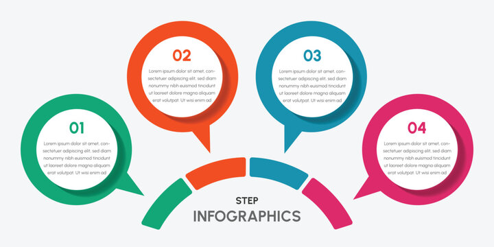 Colorful Circular Step Infographic Template with 4 Process Workflow Elements