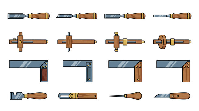 Woodworking chisels and hand tools.