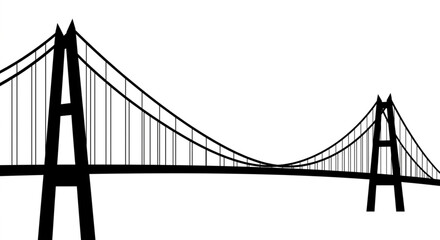 Fototapeta premium Suspension bridge silhouette black vector design element isolated