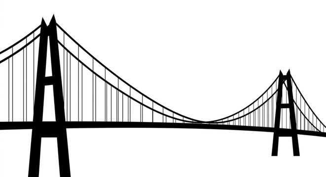 Suspension bridge silhouette black vector design element isolated