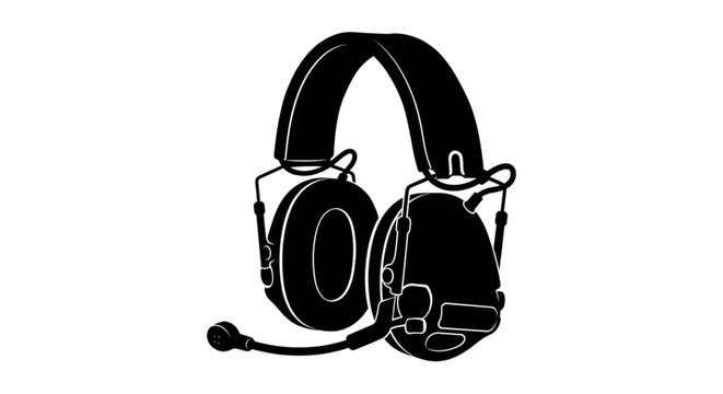 Tactical headset with microphone communication gear icon vector illustration