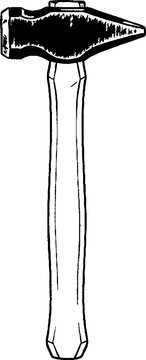Vintage cross peen hammer for carpentry and construction