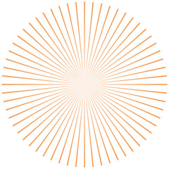 Fototapeta premium Orange Sunburst Radial Light Rays Abstract Energy Burst Vector Element for Branding Design