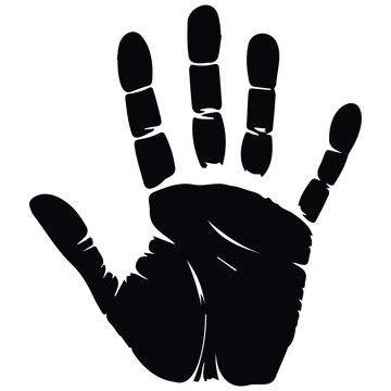Human handprint palm with spread fingers silhouette vector illustration artistic line art.