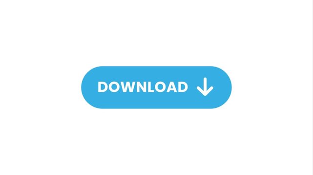 Download Now Blue Flat UI Button Animation with Downward Arrow Icon Overlay. Download button motion video element