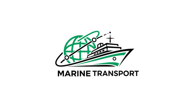 Marine Transport Global Shipping Vessel and Globe Icon.
