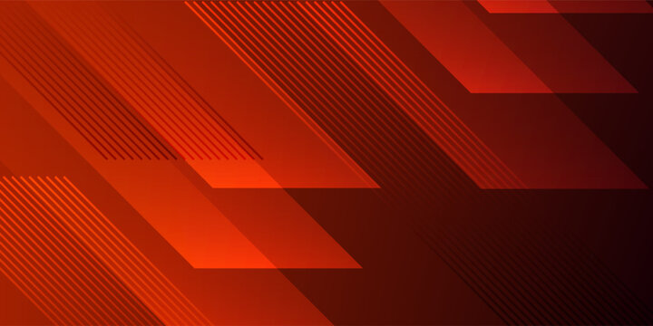 Futuristic red gradient backdrop featuring abstract sharp parallelogram shapes and speed lines. Minimalist vector template for sport, tech, or modern business concept.