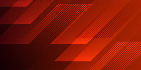 Fototapeta premium Futuristic red gradient backdrop featuring abstract sharp parallelogram shapes and speed lines. Minimalist vector template for sport, tech, or modern business concept.