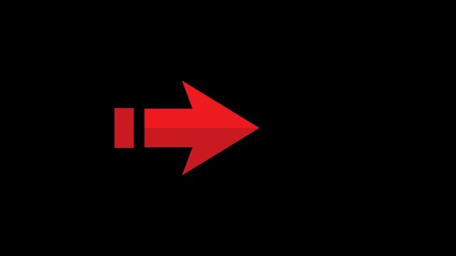 Red Arrow with Single Dash Pointing Right on Black Background