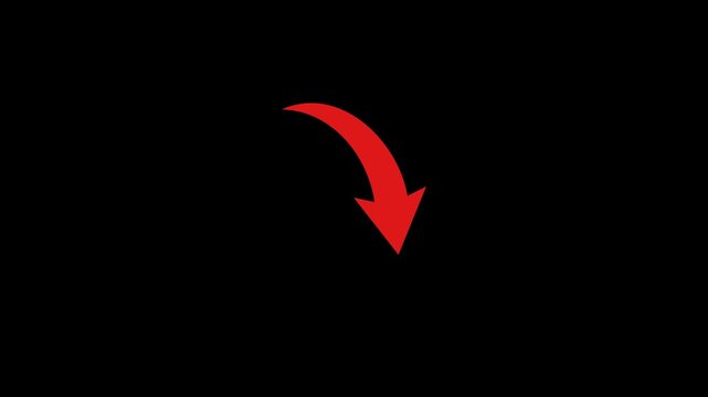 Red Curved Arrow Pointing Downwards direction