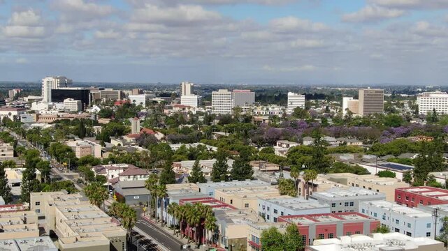 Aerial View of Downtown Santa Ana Skyline and Residential Neighborhoods