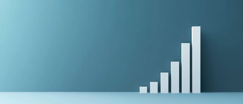 Ascending bar graph minimalist growth chart white bars on teal background