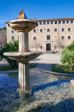 Mallorca, Spain - 15 Feb 2026: Monastery of Lluc, Escorca, Sierra de Tramuntana, Mallorca, Balearic Islands