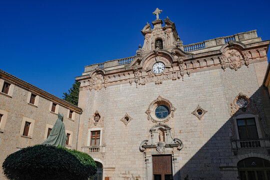 Mallorca, Spain - 15 Feb 2026: Monastery of Lluc, Escorca, Sierra de Tramuntana, Mallorca, Balearic Islands