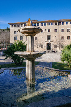 Mallorca, Spain - 15 Feb 2026: Monastery of Lluc, Escorca, Sierra de Tramuntana, Mallorca, Balearic Islands