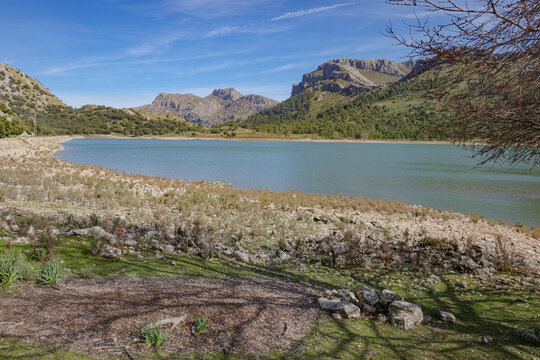 Mallorca, Spain - 15 Feb 2026: Cuber Reservoir in Mallorca's Tramuntana mountains
