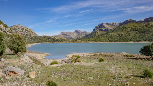 Mallorca, Spain - 15 Feb 2026: Cuber Reservoir in Mallorca's Tramuntana mountains