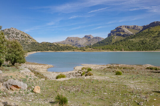 Mallorca, Spain - 15 Feb 2026: Cuber Reservoir in Mallorca's Tramuntana mountains