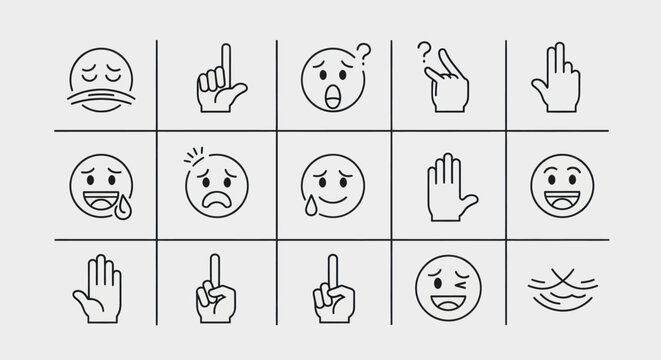 Emoticon line art set for communication