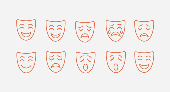 Emotions illustrated vector mask set
