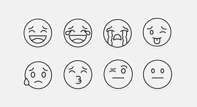 Emoticon set diverse expressions