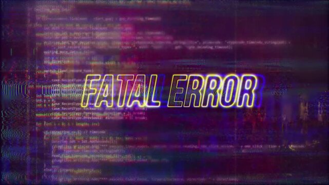 : FATAL ERROR Cyber Glitch Backgrounds Hacking Effect And Data Distortion.