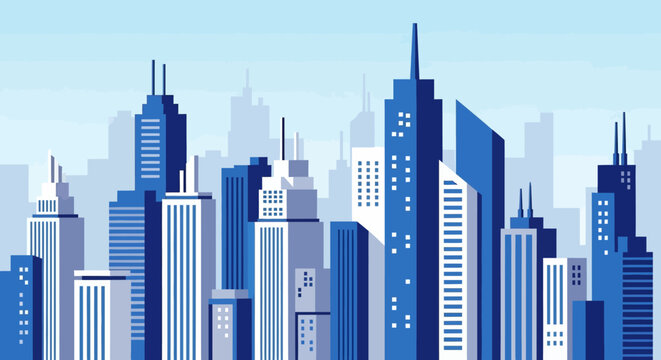 Modern City Skyscrapers Urban Landscape Towers.