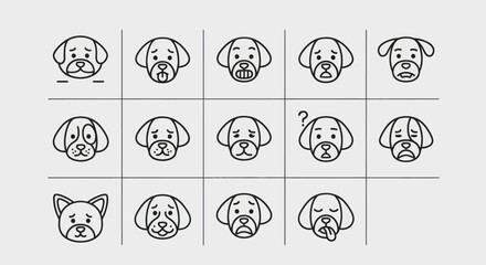 Fototapeta premium Dog face icons emotional expressions