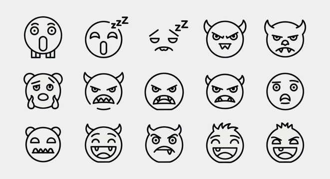 Emoticon set diverse facial expressions