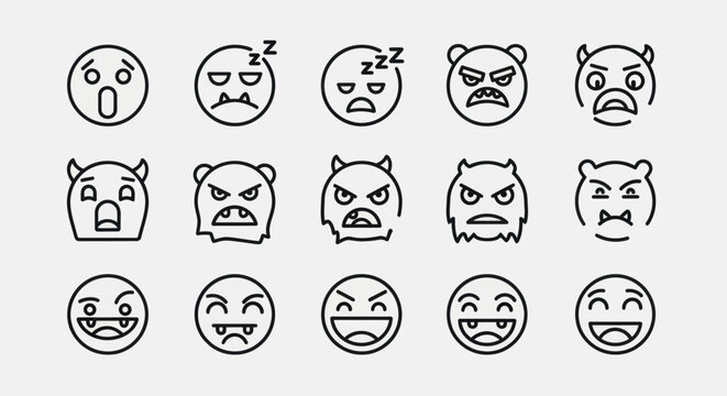Emoticon set diverse facial expressions