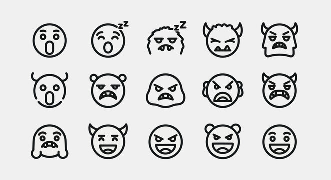 Emoticon set diverse facial expressions