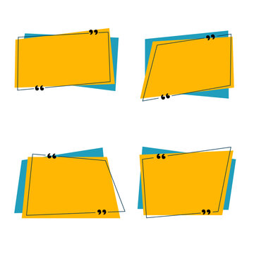 A set of four geometric quote box templates featuring a vibrant yellow and teal color scheme. 