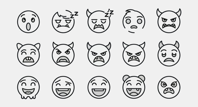 Emoticon set diverse facial expressions