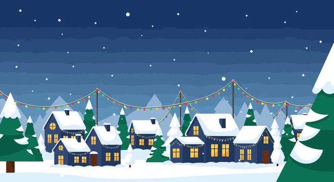 Snowy houses in a winter village.