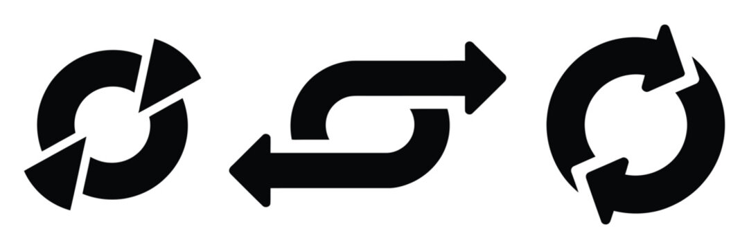 Thin Reverse Arrow Icon Set with Replace Action Symbols, Direction Reversal Icons, Swap Navigation 